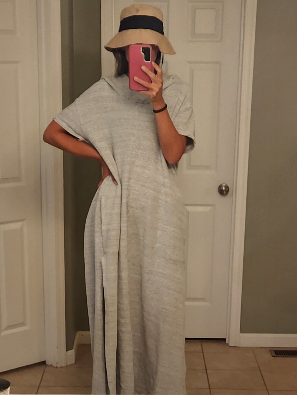 Free People 100% Cotton Beach Cover Hooded Maxi Dress Size L - Picture 2 of 8